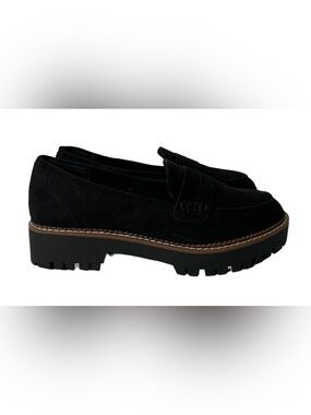Jellypop Paris Black Faux Suede Lug Sole Loafers